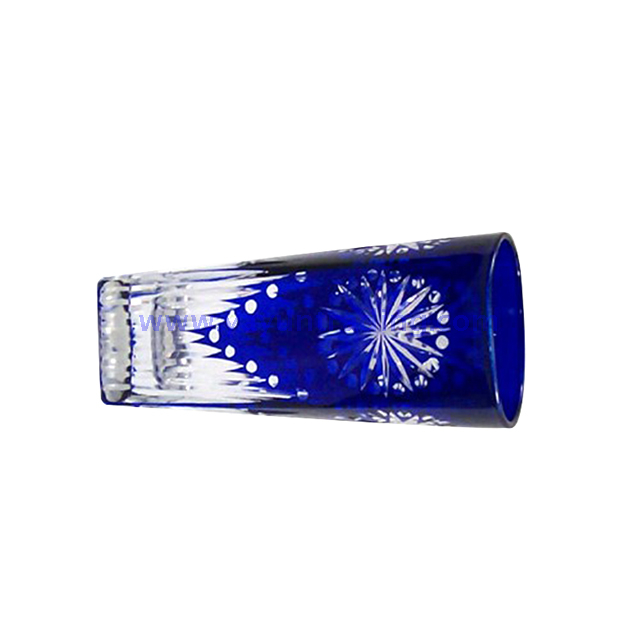 Best Selling High Quality Hand Cut Blue And Pink Glass Tumbler 