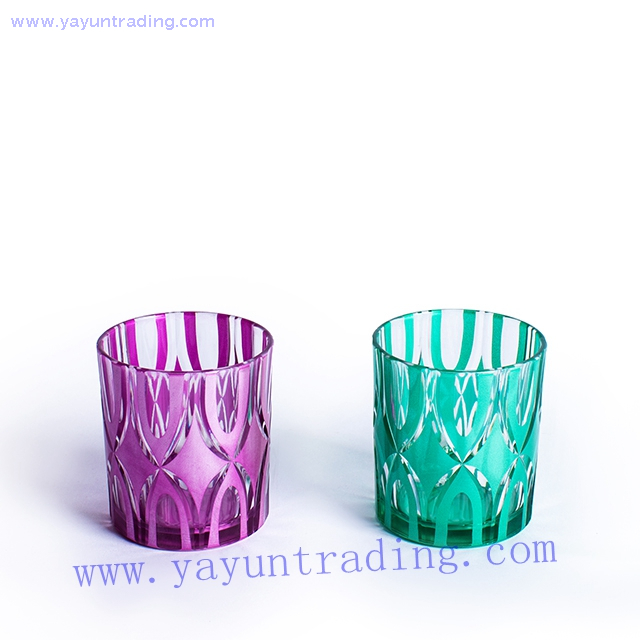 530ml luxury purple metallic colored glass candle jar