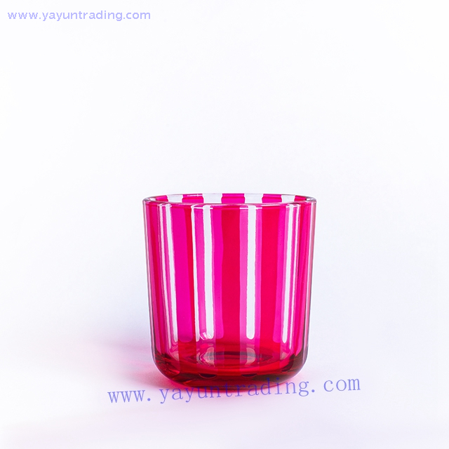 pink hand cut sprayed colored glass candle tumbler