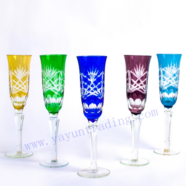 hand cut champagne flute drinking glass