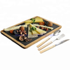 slate stone cheese board and tray with rope