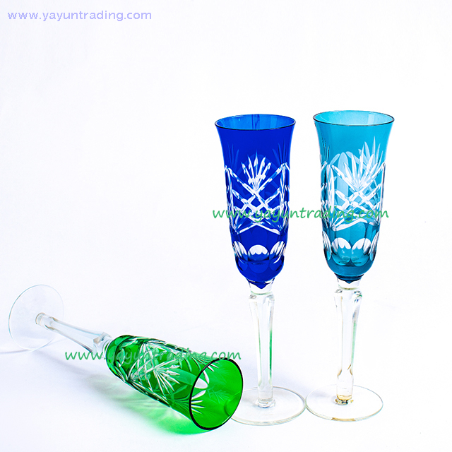 Delicate Hand Engraved Long-stem Glass Champagne Flute for Wedding And Party