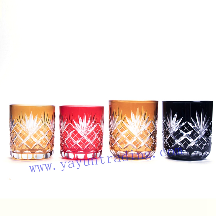 handmade spayed color pine apple glass candle holder