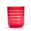 hand cut red sprayed color round bottom glass candle jar