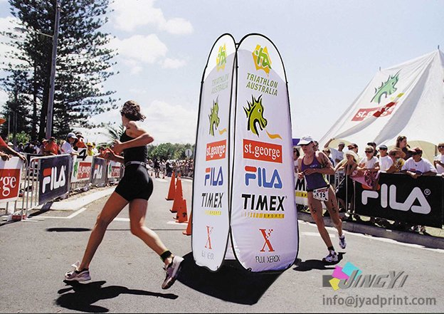 Printed 3 Sides Vertical Popup Tower A Frame Sports Event Advertising Polyester Display Banner with Dye Sublimation printing 