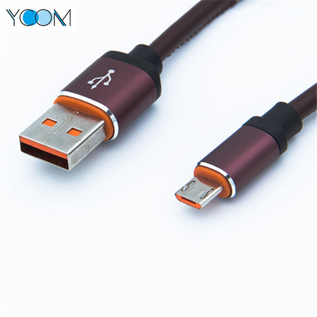 Cable USB de carga y datos de cuero para micro