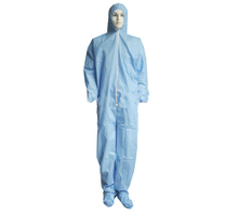 Blue Disposable coverall garments with hood and boot