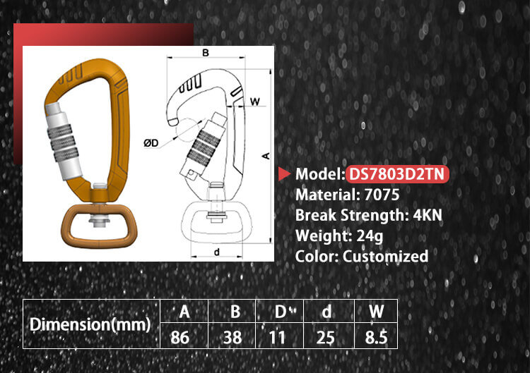DS7803D2TN Clip de presi&oacute;n de mosquet&oacute;n de aluminio, mosquet&oacute;n para exteriores - Dawson Group Ltd. - fabricante, proveedor y f&aacute;brica de China
