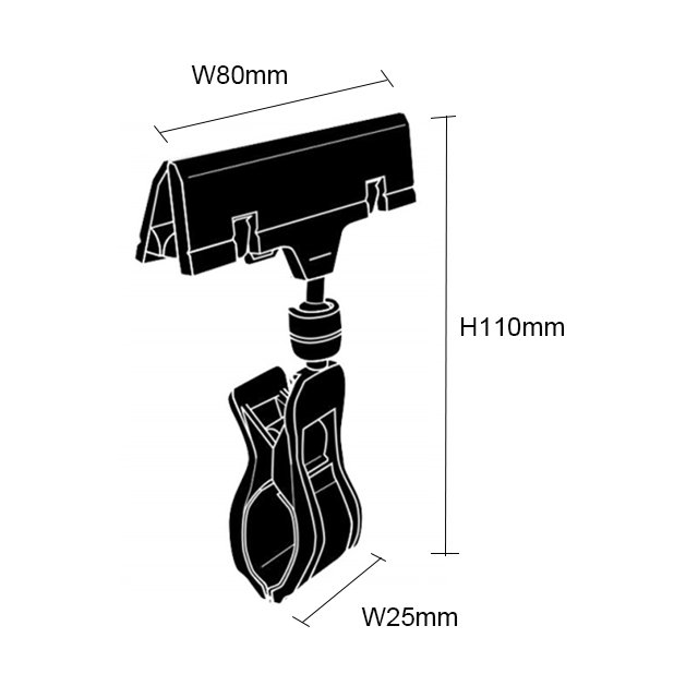 Black Plastic Clip on Sign Holders PS06-B