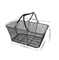 Black Wire Mesh Stacking Shopping Basket with Vinyl Handles 16" X 12" X 7" D WD-F03 