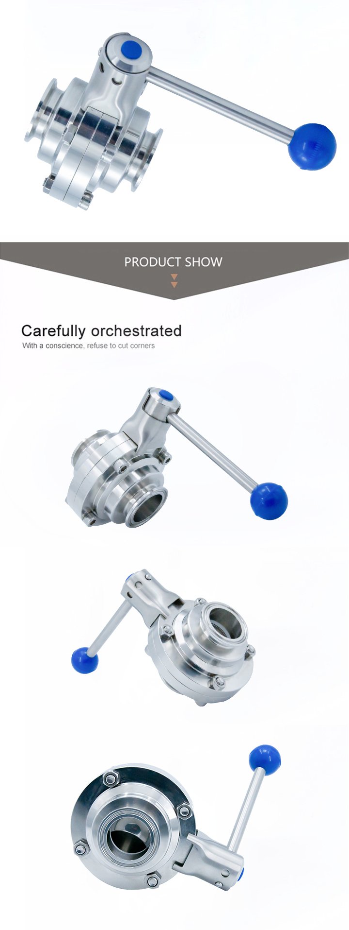 Зажим из нержавеющей стали Санитарный Tri Clamping Butterfly Type Ball Valve