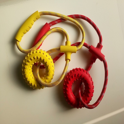 IQ Treat Rubber Chew Sticks with Rope Dog Smarter Toys