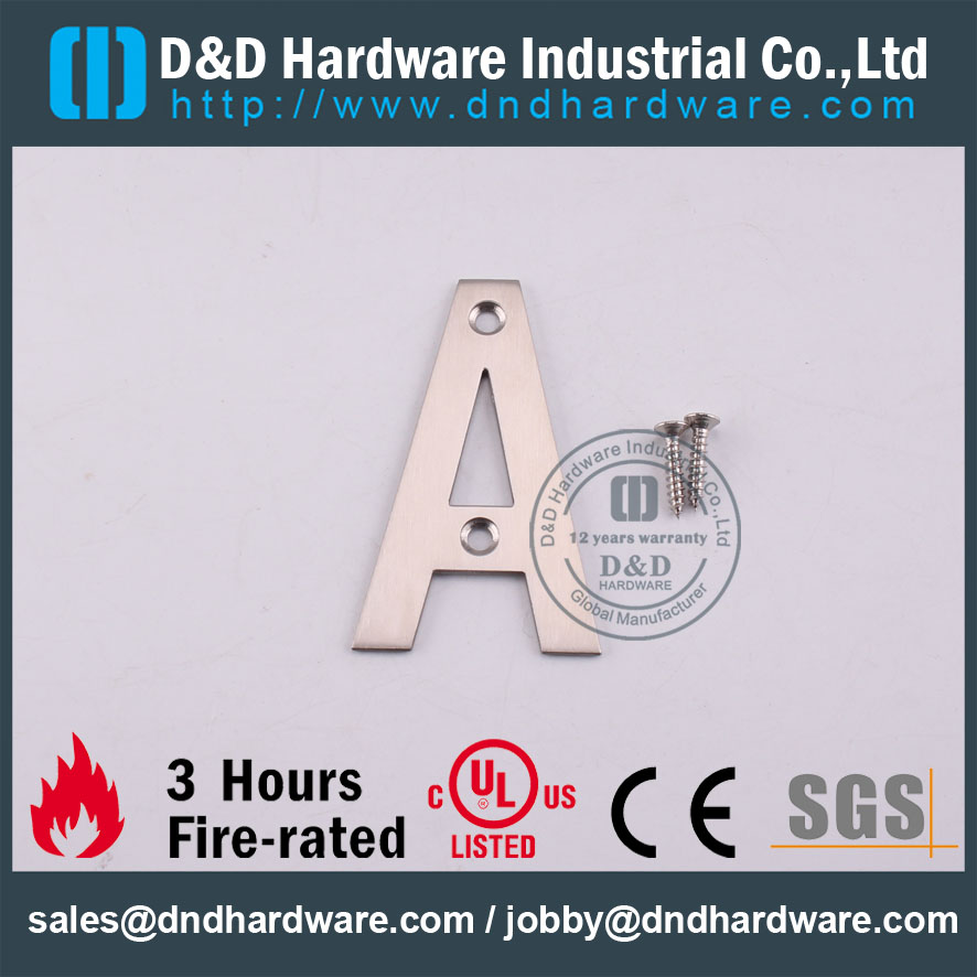 D & D Hardware- placa de sinal de letra de aço inoxidável DDSP013