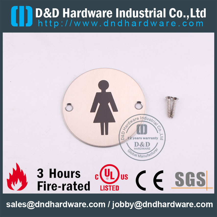 D & D Hardware-Rodada Aço Inoxidável Feminino Wash Signon Plate DDSP002