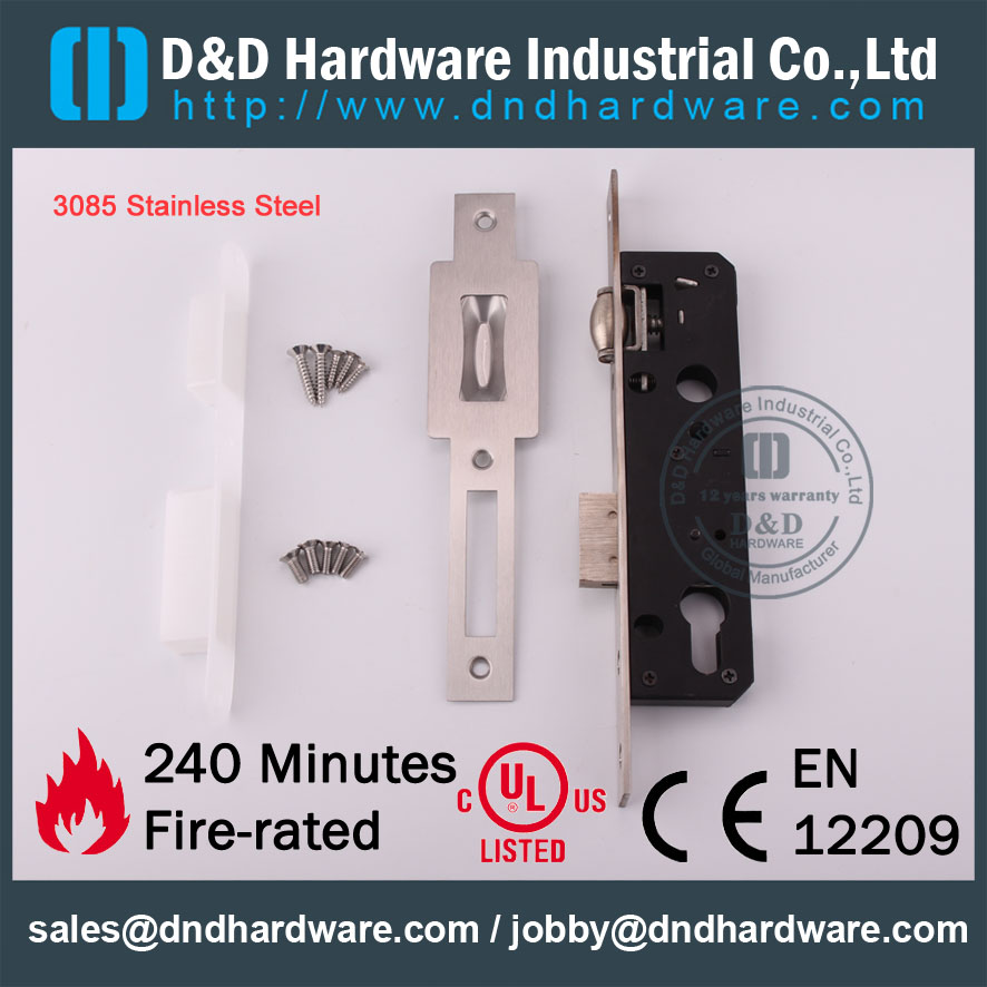 D & D Hardware-3085 Aço Inoxidável 304 Roller Mortise Lock DDML017