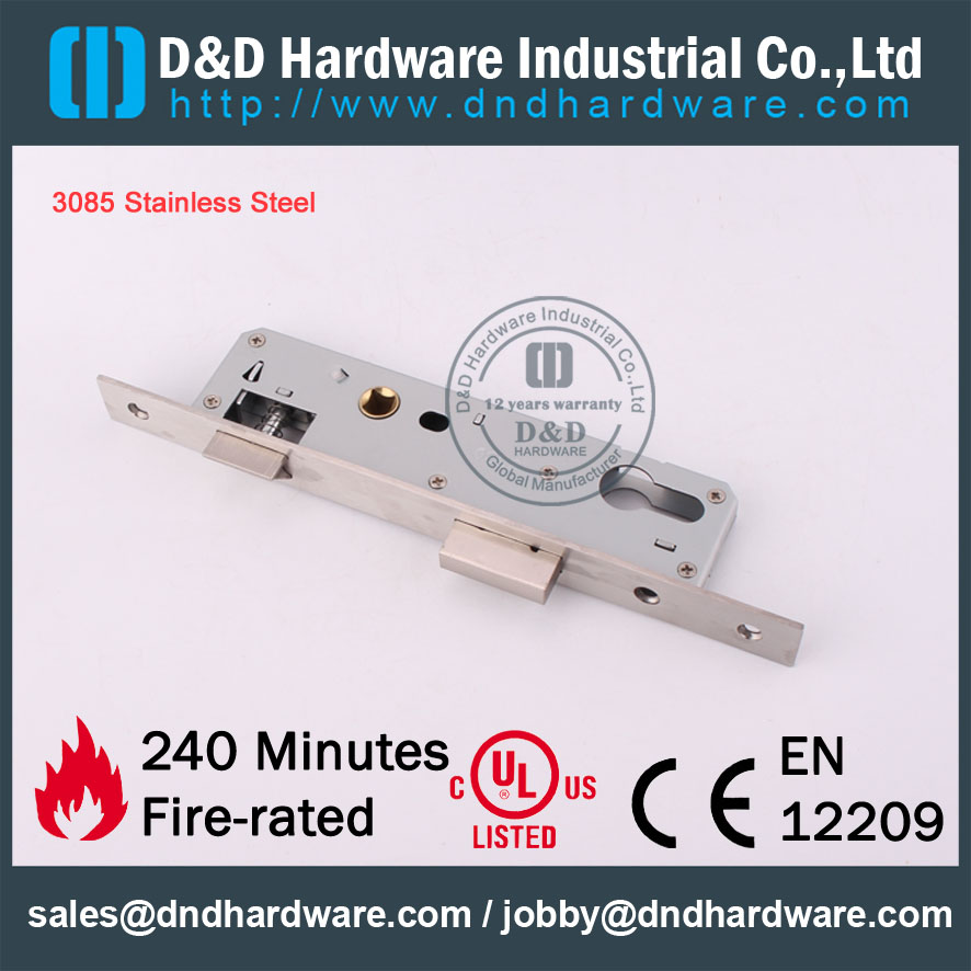 D & D Hardware-Modern Interior 3085 Aço Inoxidável Mortise Lock DDML021
