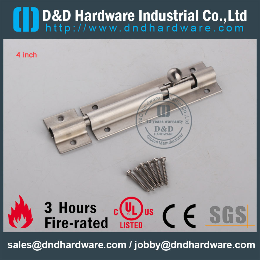 D & D Hardware-4 polegadas interior moderno aço inoxidável parafuso de porta DDDB024