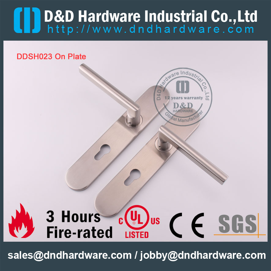 D & D Hardware-Door Puxador de alavanca de ferro fundido com placa DDTP003