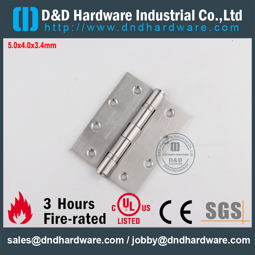 SS304 Bisagra de puerta 2BB con clasificación de fuego UL-DDSS006-FR-5x4x3.4mm