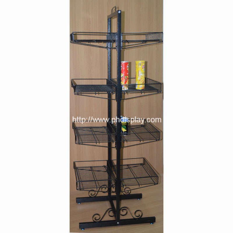 double faces 4 tiers steel display shelf (PHY3014)