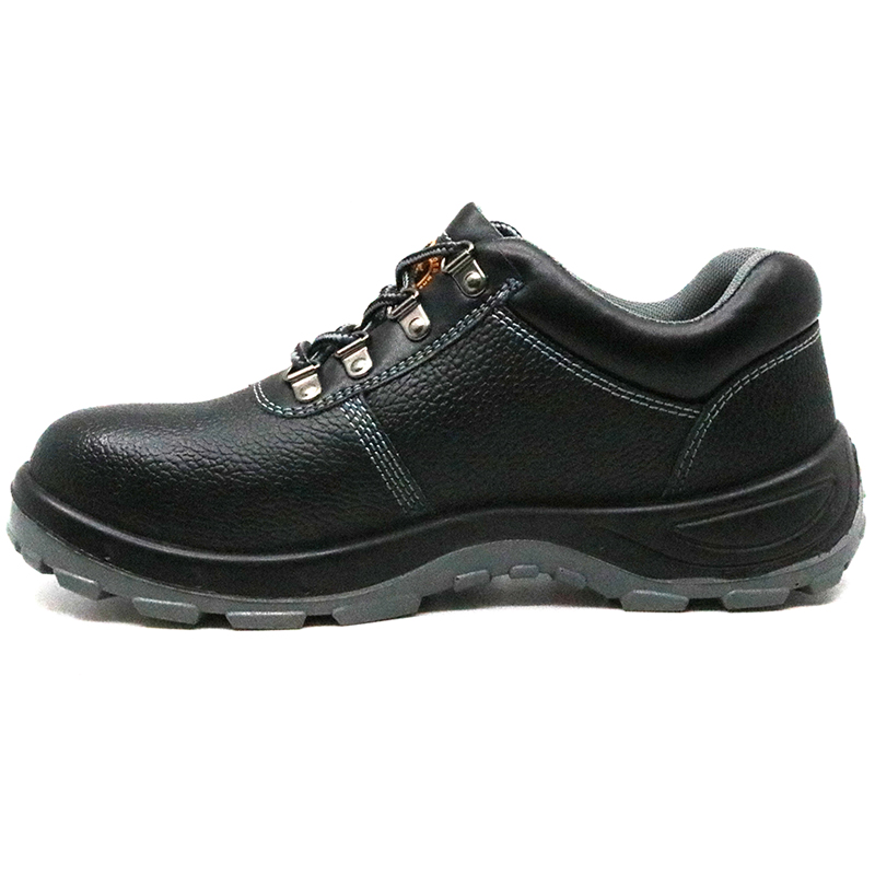 Anti Slip Black Leather Steel Toe Safety Work Shoes for Men