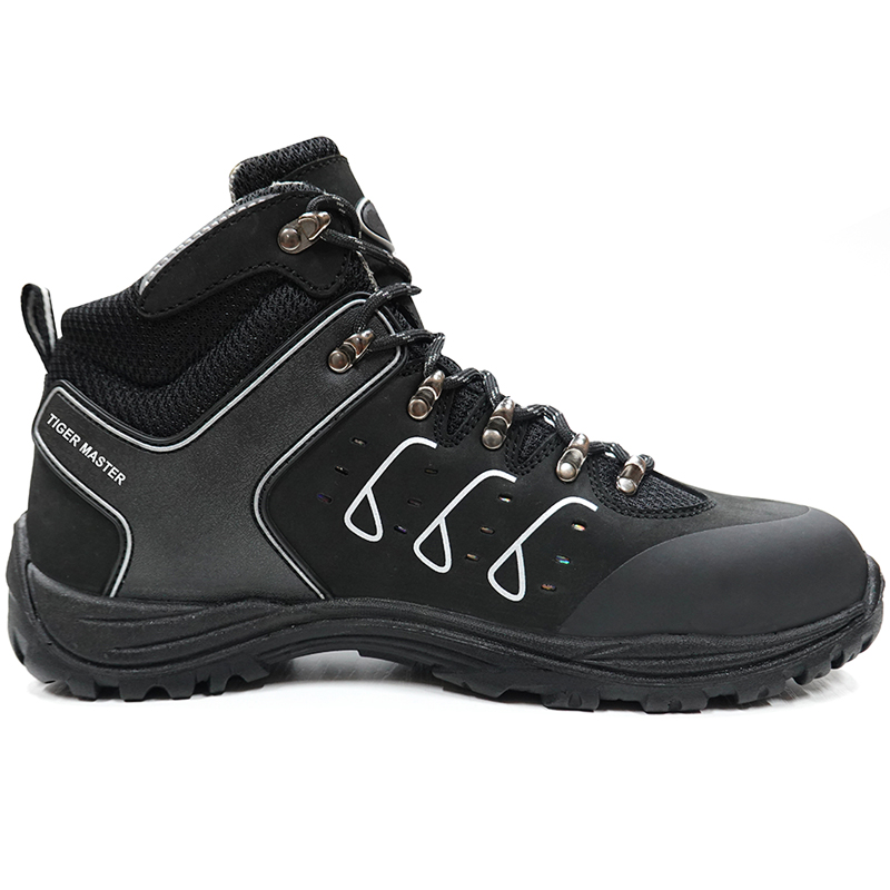 Black Genuine Leather Anti Static Composite Toe Safety Boots for Men