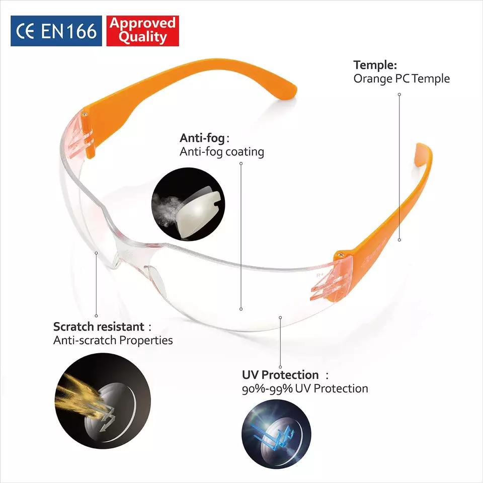 CE EN 166F And ANSI Z87.1 Anti Fog Anti Scratch Lab Safety Glasses