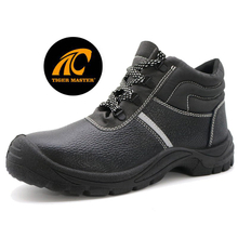 Black Sturdy Leather Steel Toe Safety Shoes for Construction