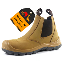 Yellow Nubuck Leather Steel Toe Waterproof Safety Shoes For Men without Lace