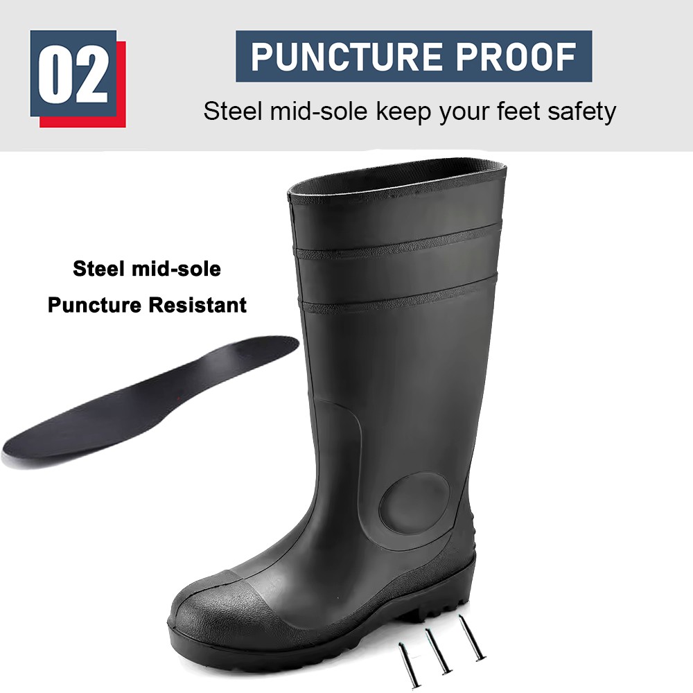 CE Verified Waterproof Pvc Safety Rain Boots with Steel Toe