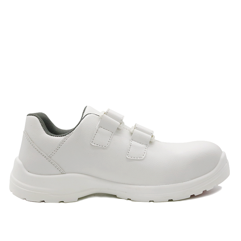 Anti-slip White Fiberglass Toe Anti Puncture No Lace Kitchen Safety Shoes Men