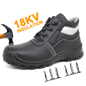 Black Anti Puncture Steel Toe 18KV Insulation Safety Shoes Electric