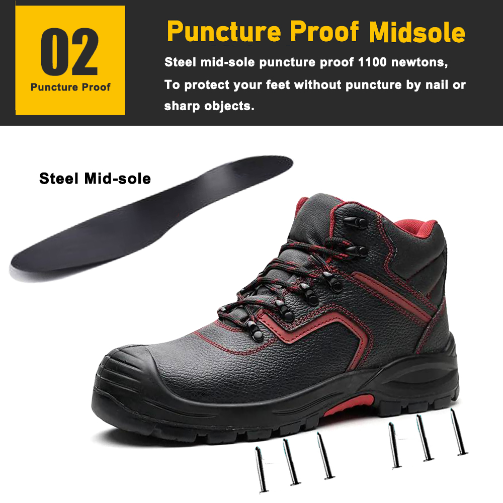 Steel Toe Prevent Puncture Safety Boots Rubber Sole