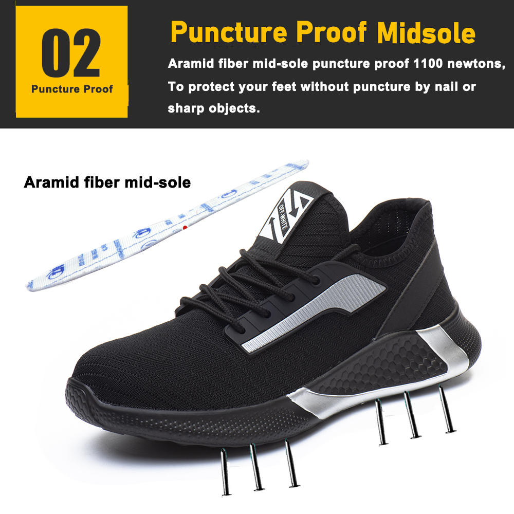 Soft EVA Sole Light Weight Casual Sports Safety Shoes for Men Steel Toe