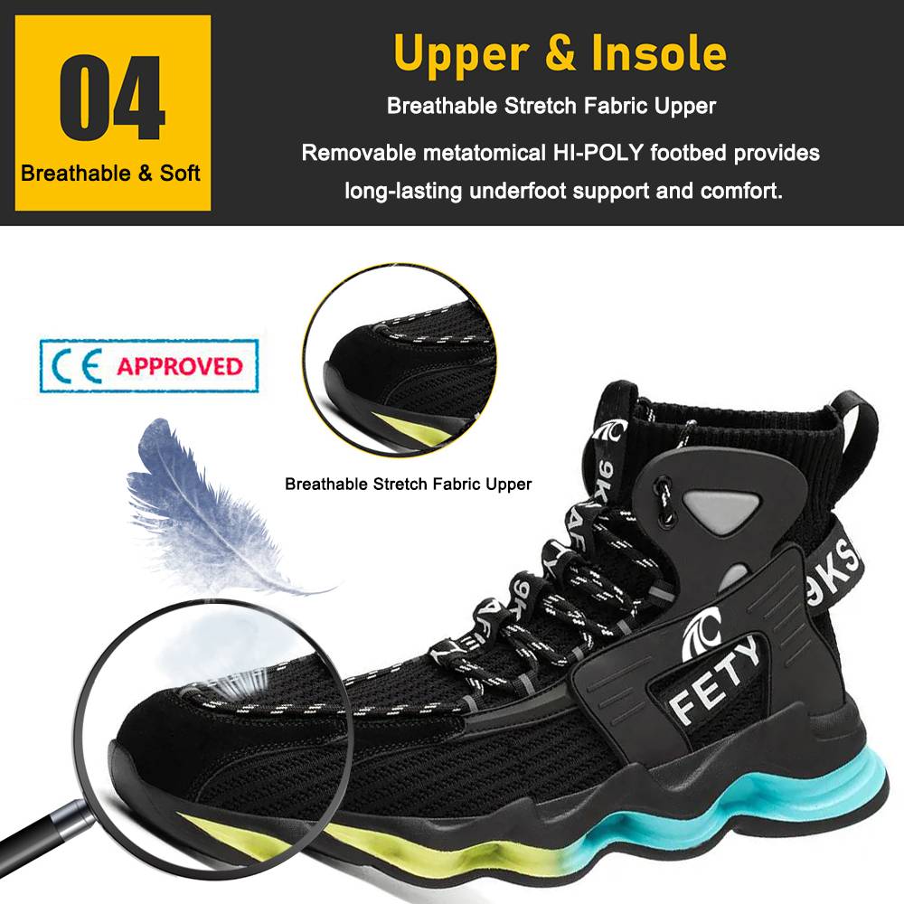 High Ankle Soft EVA Sole Steel Toe Fashionable Safety Shoes Men