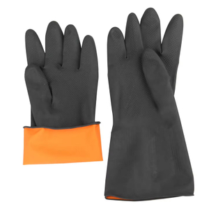 Black Orange Waterproof Oil Resistance Industrial Latex Gloves