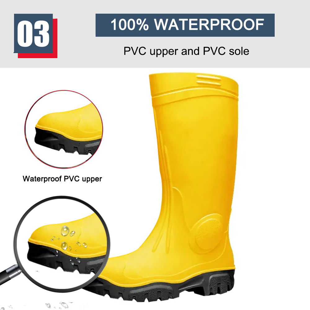 Yellow Steel Toe PVC Gumboots Rain Boots Safety
