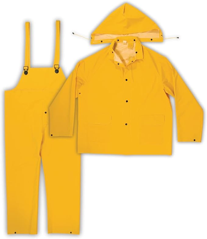 Jacket Trousers Waterproof Yellow PVC Polyester Raincoat American Style