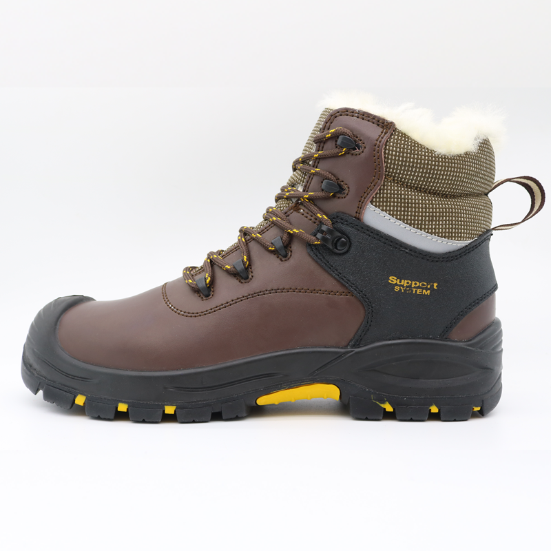 Winter Fiberglass Toe Anti Puncture Leather Safety Shoes 