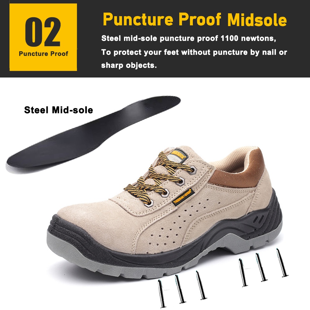 Warehouse Suede Safety Shoes with Steel Toe Steel Midplate