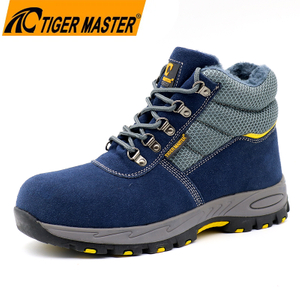 Fiberglass Toe Blue Suede Winter Safety Shoes for Men