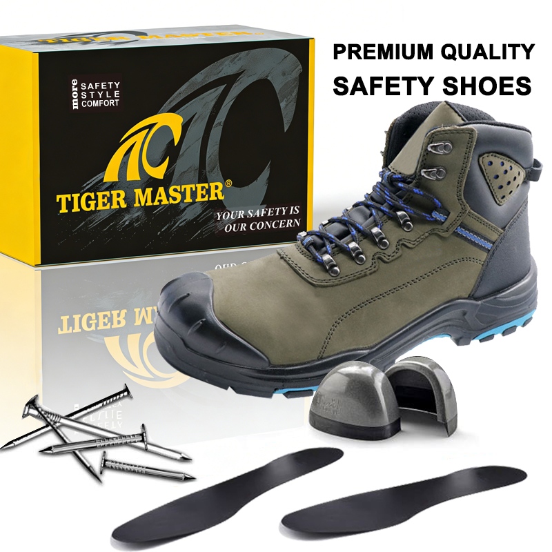Steel Toe Prevent Puncture Nubuck Leather Safety Boots High Quality