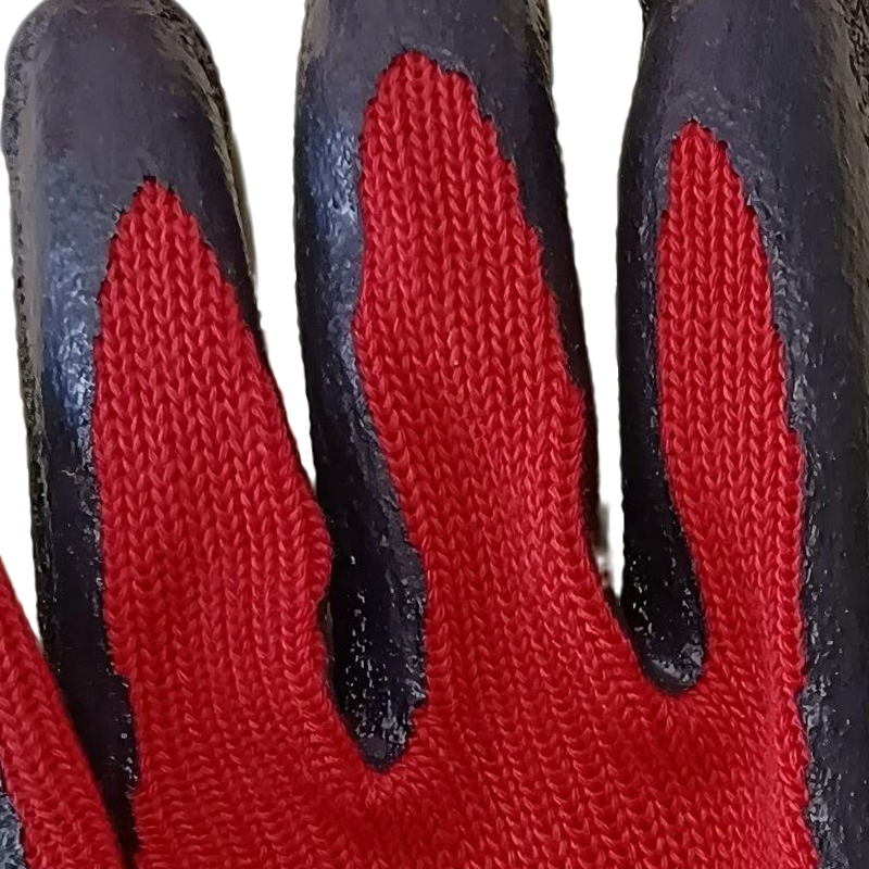 21G Poly-cotton Liner Black Latex Coated Work Gloves for Construction