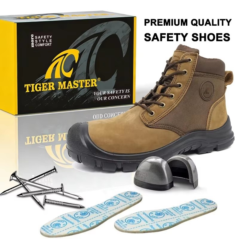 Nubuck Leather Steel Toe Industrial Safety Shoes for Men