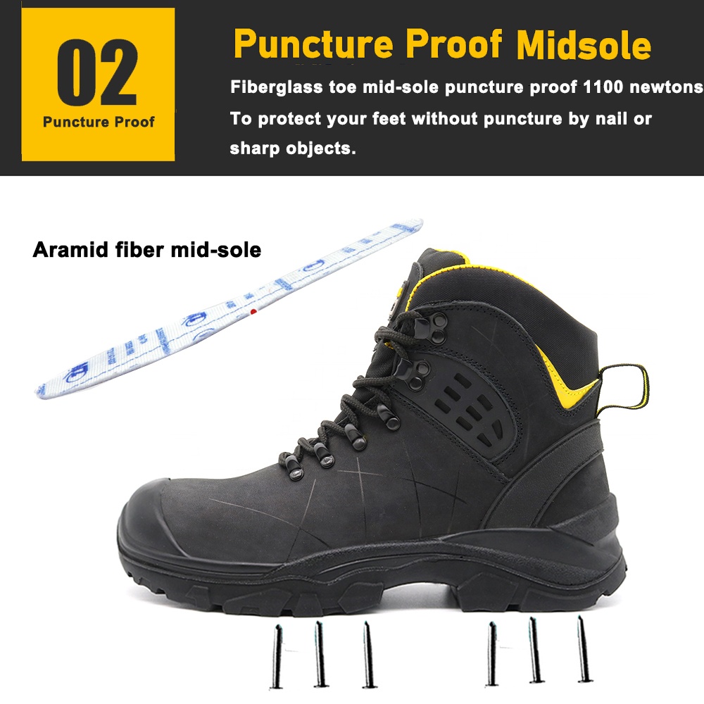 Nubuck Leather High Quality Safety Shoes with Fiberglass Toe