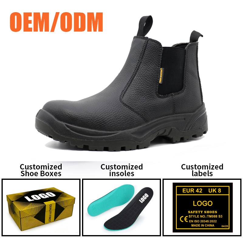 Metal-free Composite Toe Leather Construction Safety Boots without Lace