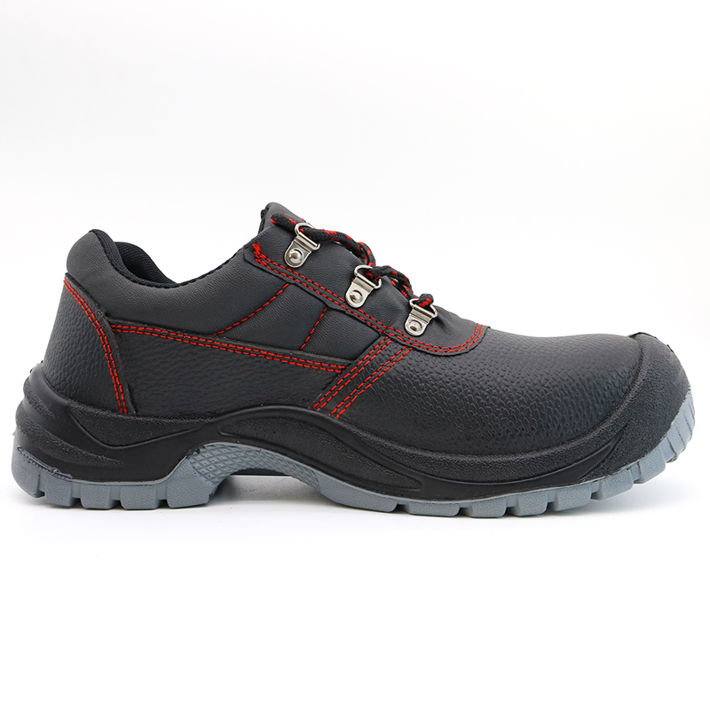 CE Non-slip Steel Toe Anti-puncture Work Safety Shoes Black Leather
