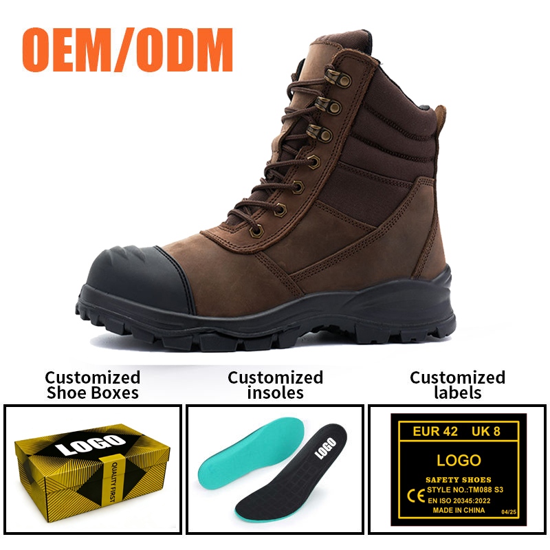 Steel Toe High Quality Leather Safety Boots with Zipper