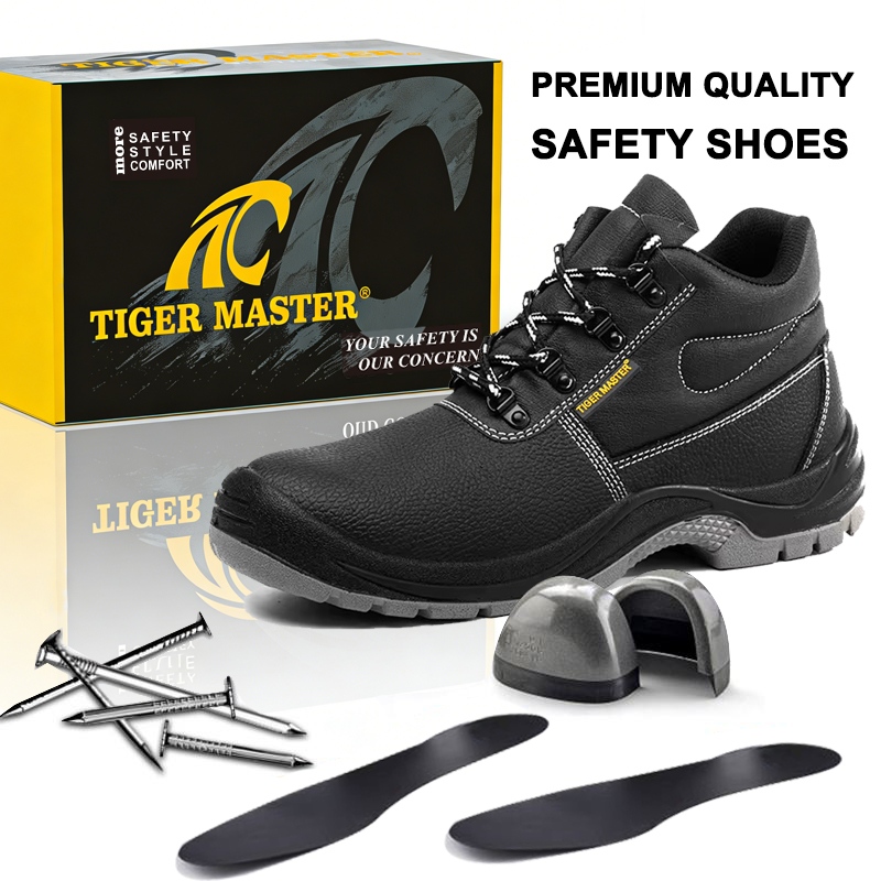 Black Leather Steel Toe Construction Safety Shoes Cheap Price