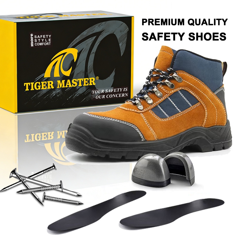 Anti-smash Suede Leather Safety Boots Rubber Sole with Steel Toe